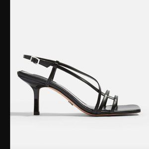 Topshop Strippy Heeled Sandals Black